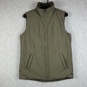 The North Face Vest Womens Large Olive Green Reversible Fleece Polyester Zip Up